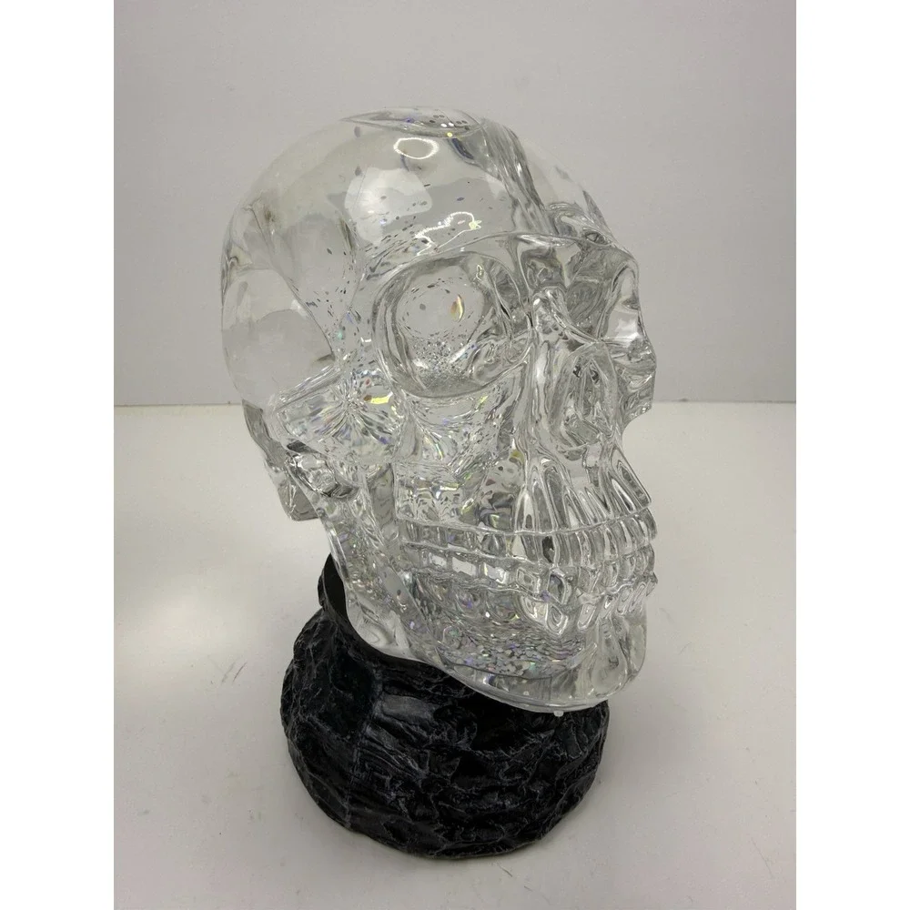 Halloween Crystal Skull LED Lighted Globe. Automatic Glitter Light Display Video